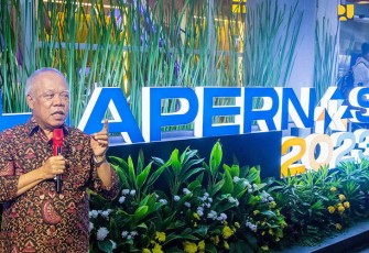 Menteri Basuki pada acara Malam Puncak Hari Perumahan Nasional (HAPERNAS) Tahun 2023, Kamis (31/8/2023). 