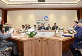 Presiden Joko Widodo saat memimpin pertemuan MIKTA Leaders’ Gathering ke-1, di Bharat Mandapam, IECC, Pragati Maidan, New Delhi, India, pada Sabtu, 9 September 2023. 