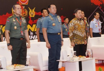 Panglima TNI Laksamana TNI Yudo Margono, S.E., M.M. saat menjadi Keynote Speaker pada Seminar Nasional dengan tema “Mempertahankan Negara Kesatuan Republik Indonesia, Tinjauan Strategi Pertahanan Nusantara," di Hotel Borobudur, Jakarta Pusat, Rabu (20/9/2023).