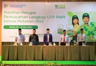 Wakil Bupati Blitar Rahmat Santoso (tengah pakai jas biru) di Acara Pembukaan Pelatihan Petugas Sensus Pertanian 2023 Kabupaten Blitar