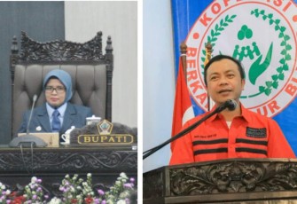 Bupati Blitar Rini Syarifah (kiri), Wakil Bupati Blitar Rahmat Santoso (kanan). (Foto : dok. Faisal NR / Klikwarta.com) 