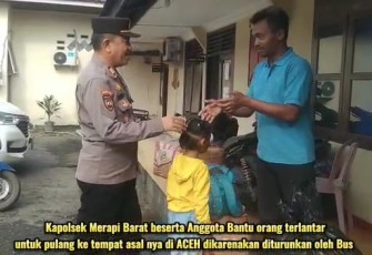Polsek Merapi Barat Berikan Bantuan Biaya Untuk Korban PHK PT Tangerang