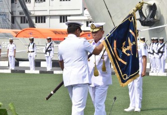 Upacara parade yang berlangsung di lapangan Moeljono Silam, Mako Kolinlamil, Tanjung Priok, Jakarta Utara, Senin (20/11).