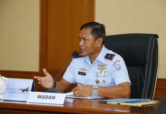 Wadan Koharmatau Marsma TNI Joseph Rizki Prabowo, S.T.,M.I.Pol., pada acara Rapat Koordinasi Tour of Area/Tour of Duty perwira dan PNS Koharmatau serta Depohar Jajaran di ruang rapat Basjir Soerya Makoharmatau