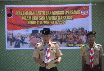Kasdim 1710/Mimika Pimpin Upacara Pembukaan Perkemahan Sabtu-Minggu (Persami) Pramuka Saka Wira Kartika