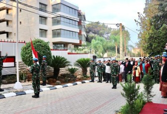 Upacara HUT ke-78 RI Satgas MTF TNI AL di Lebanon