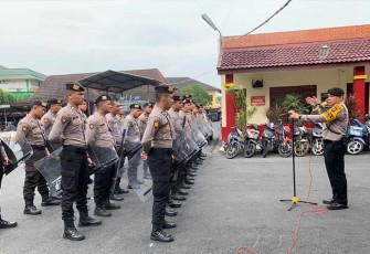 Dalmas di halaman kantor Sat Samapta Polrestabes Medan Jalan Putri Hijau Medan, Selasa (5/12/2023). 