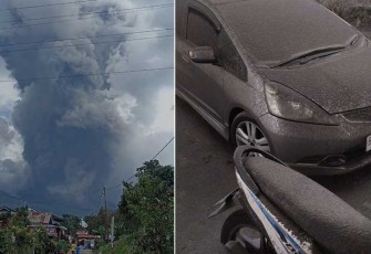 Kondisi pascahujan abu vulkanik dari erupsi Gunung Marapi yang terjadi di wilayah Nagari Lasi, Kecamatan Canduang, Kabupaten Agam, Sumatera Barat, Minggu (3/12). Sumber: Pusdalops BPBD Kabupaten Agam