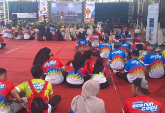 Ratusan peserta Pertamina Eco Run antusias mendengarkan talk show bertema "Safety Behavior dan Budaya Keselamatan Kerja".