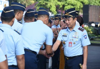 Dankoharmatau Marsma TNI Oki Yanuar saat halal bihalal, Selasa (16/4)