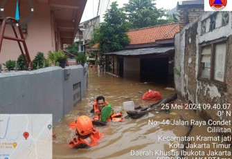 Kondisi beberapa wilayah terdampak banjir DKI Jakarta, Sabtu (25/5)
