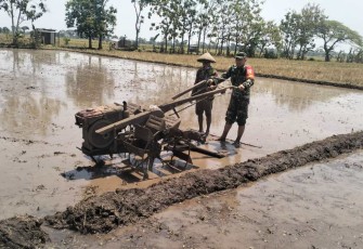 Bantu pengolahan lahan pertanian petani desa binaan 