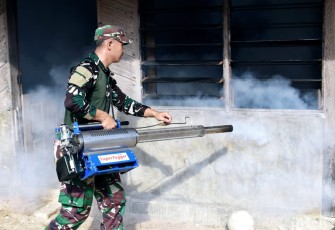 Fogging di wilayah wabah DBD dan malaria di Pulau Tello