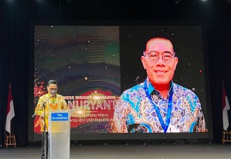 Staf ahli menteri bidang ekonomi makro Kemenkop Rulli Nuryanto saat acara Iconomic Nusantara Award 2024 di Jakarta, Selasa (17/12)