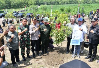 Menteri LHK Hanif Faisol Nurofiq menanam pohon di Kabupaten Ponorogo, Sabtu (21/12)