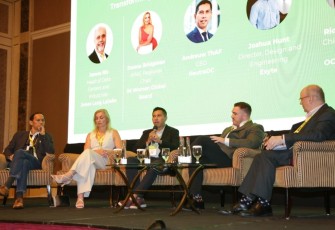 CEO NeutraDC, Andreuw Th A F (tengah) saat menjadi panelist salah satu sesi panel discussion dalam gelaran Indonesia Cloud & Datacenter Convention (ICDC) 2024 di Jakarta, Kamis, 16 Mei 2024.