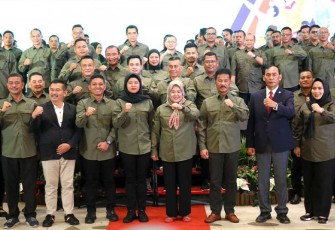 Kepala BP Batam/Walikota Batam Muhammad Rudi saat menghadiri Pelantikan Pengurus KONI Kota Batam masa bakti 2024-2028 di Grand Galaxy Ballroom Planet Holiday Hotel, Rabu (7/2/2024).