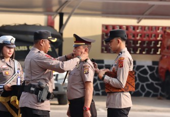Kapolres Oku Timur Pimpin Laporan Kenaikan Pangkat Personel