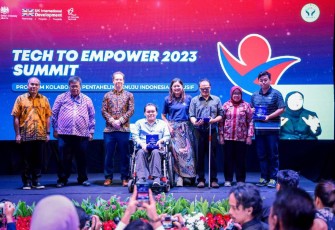 Staf Ahli Menteri Koperasi dan UKM Bidang Produktivitas dan Daya Saing, Herbert Siagian, dalam acara puncak Tech to Empower Summit di Taman Ismail Marzuki, Jakarta, Kamis (18/1)