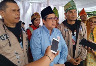 Wakil Ketua Tim Kampanye Nasional Ali Maskur Musa seusai melepas Rombongan Seknas, di GOR Sumantri Brojonegoro, Kuningan Jakarta Selatan, Selasa (30/1/2024).