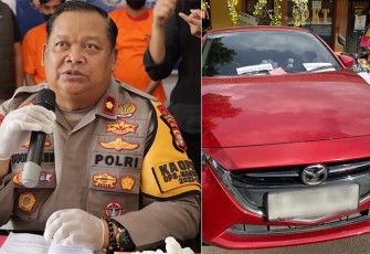 Kapolsek Palmerah Polres Metro Jakarta Kompol SUGIRAN, S. Pd, MM., saat ekspose tersangka dan barang bukti, Jumat, 26/1/2024.