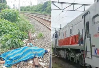 Kondisi jenazah pasca tertabrak kereta, di perlintasan dekat Stasiun Pondok Jati, Kecamatan Matraman, Jakarta Timur.