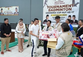 Wamenpora Taufik Hidayat mengapresiasi Turnamen Badminton “Gerindra Cup” 2025 sebagai ajang untuk mengajak semua elemen masyarakat berolahraga bulu tangkis, Jakarta, Kamis (6/2)