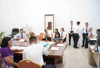 Suasana Pelatihan Dasar (Latsar) CPNS di kantor BPSDM Sumut, Jalan Ngalengko, Medan, Kamis (14/8) sore.