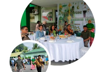 Dandim 1310/Bitung, Letkol Czi Hanif Tupen, ST.,MIP saat menyambut dan menjamu Wali Kota Bitung Hengky Honandar di acara open house Kodim 1310/Bitung