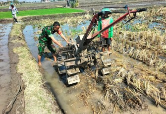 Babinsa Kodim Ponorogo Bantu Petani Olah Lahan