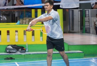 Karutan Pangkalan Brandan Erwin Siregar Saat Kegiatan Olahraga Badminton Bersama Forkopimcam