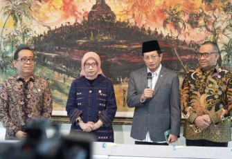 Menteri Agama Nasaruddin Umar dalam konferensi pers, Jumat (19/9/2025).