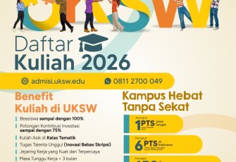 Pendaftaran mahasiswa baru UKSW dibuka. Nikmati beragam promo menarik sampai potongan sampai lima juta rupiah.