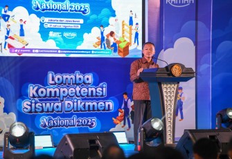 Wamendikdasmen, Fajar Riza Ul Haq, saat membuka kegiatan di Balai Besar Pengembangan Penjaminan Mutu Pendidikan Vokasi Bisnis dan Pariwisata, Depok, Jawa Barat, Senin (28/7).