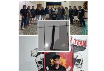 Tim Resmob Polres Bitung yang berkontribusi dengan tim Tarsius Presisi Polres Bitung saat mengamankan pelaku pembunuhan bersama barang bukti