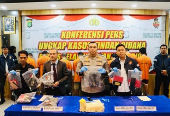 Konferensi pers di Polres Pelabuhan Tanjung Priok, Jakut, Kamis 20 Maret 2025.
