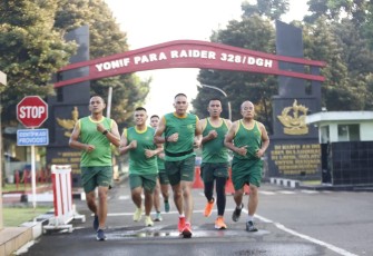 Lari 5K prajurit Divif 1 Kostrad. Selasa (14/4)