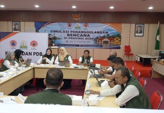 BNPB menyelenggarakan peningkatan kapasitas daerah wilayah Aceh melalui penyusunan renkon bahaya banjir, gladi ruang dan posko di Kota Banda Aceb, Aceh, pada 15-16 September 2026