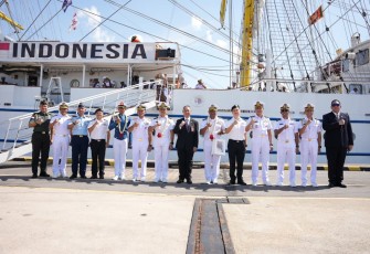 KRI Bima Suci Tiba di Changi Naval Base Singapura