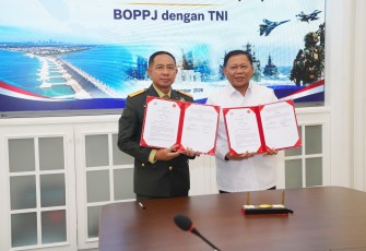 Penandatanganan Nota Kesepahaman tentang Sinergitas Program Pengelolaan Pantai Utara Jawa, bertempat di Subden Merdeka Barat, Jakarta Pusat, Senin (14/9/2026).