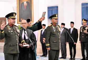 Pelantikan Wakil Panglima TNI dan Kepala Staf Angkatan Darat (KSAD) oleh Presiden RI Prabowo Subianto di Istana Merdeka, Jakarta, Kamis (15/10/2026).