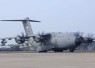 Pesawat angkut TNI AU Airbus A400M membawa logistik bantuan gempa NTT dari lanud Halim Perdanakusuma, Jakarta, Minggu (16/8)