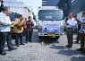 Mendikdasmen Abdul Mu'ti saat melepas pengiriman buku bacaan bermutu di Kudus, Jawa Tengah, Jumat (31/7)