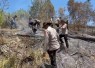 Petugas gabungan berjibaku memadamkan kebakaran hutan dan lahan (Karhutla) yang menghanguskan sekitar lima hektare lahan di Dusun Pasir Putih, Desa Rantekamase, Kecamatan Sumarorong, Mamasa, Kamis (3/9/2026).